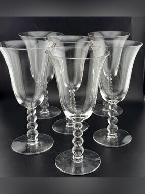6 Candlewick Clear by Imperial Glass Ohio, 8oz wine glasses.